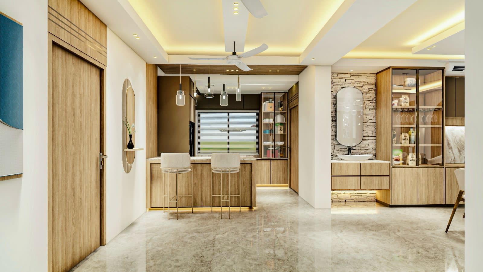 Minimalistic Home with Custom Cabinetry and Layered Lighting